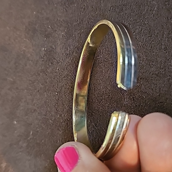 Vintage Unisex 2 Tone Gold Silver 24k Electroplated Cuff Bracelet LOT 574 - Picture 4 of 4